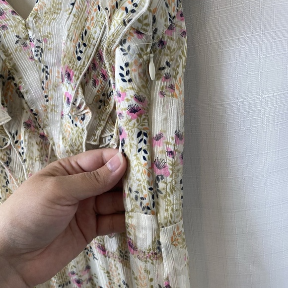 Anthropologie Anna Sui Dress Romantic Myotosis Midi Silk Cottagecore Ruffle Sz 4 - Picture 6 of 13